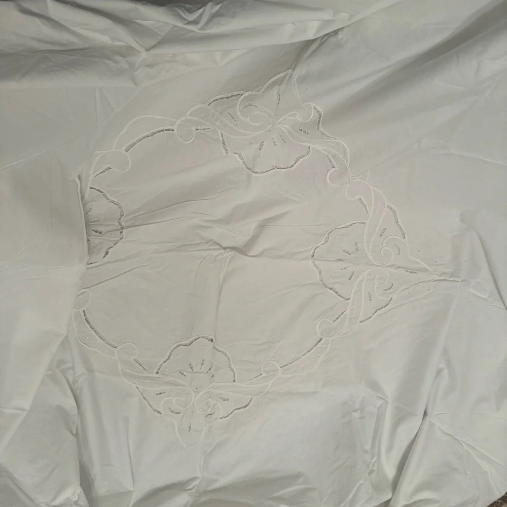 Vintage Scalloped Edge Raffle Cotton 3ps Set Duvet & 2 Shams